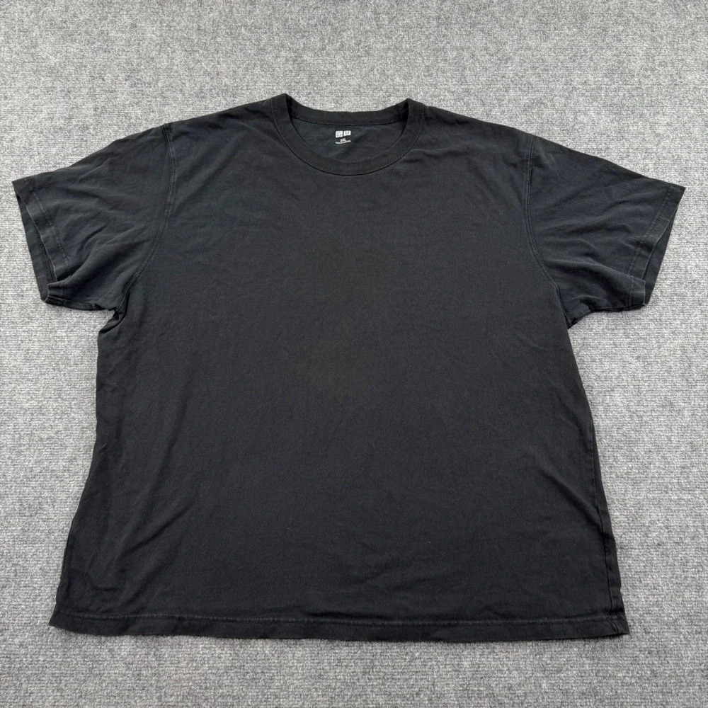 Uniqlo U T-Shirt 3XL Black Crew Neck‎ Short Sleeve Cotton Mens 341-433028